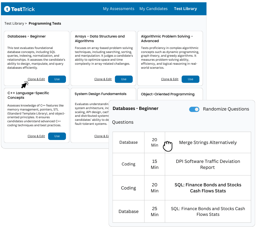 Customizable Coding Skills Assessment-TestTrick