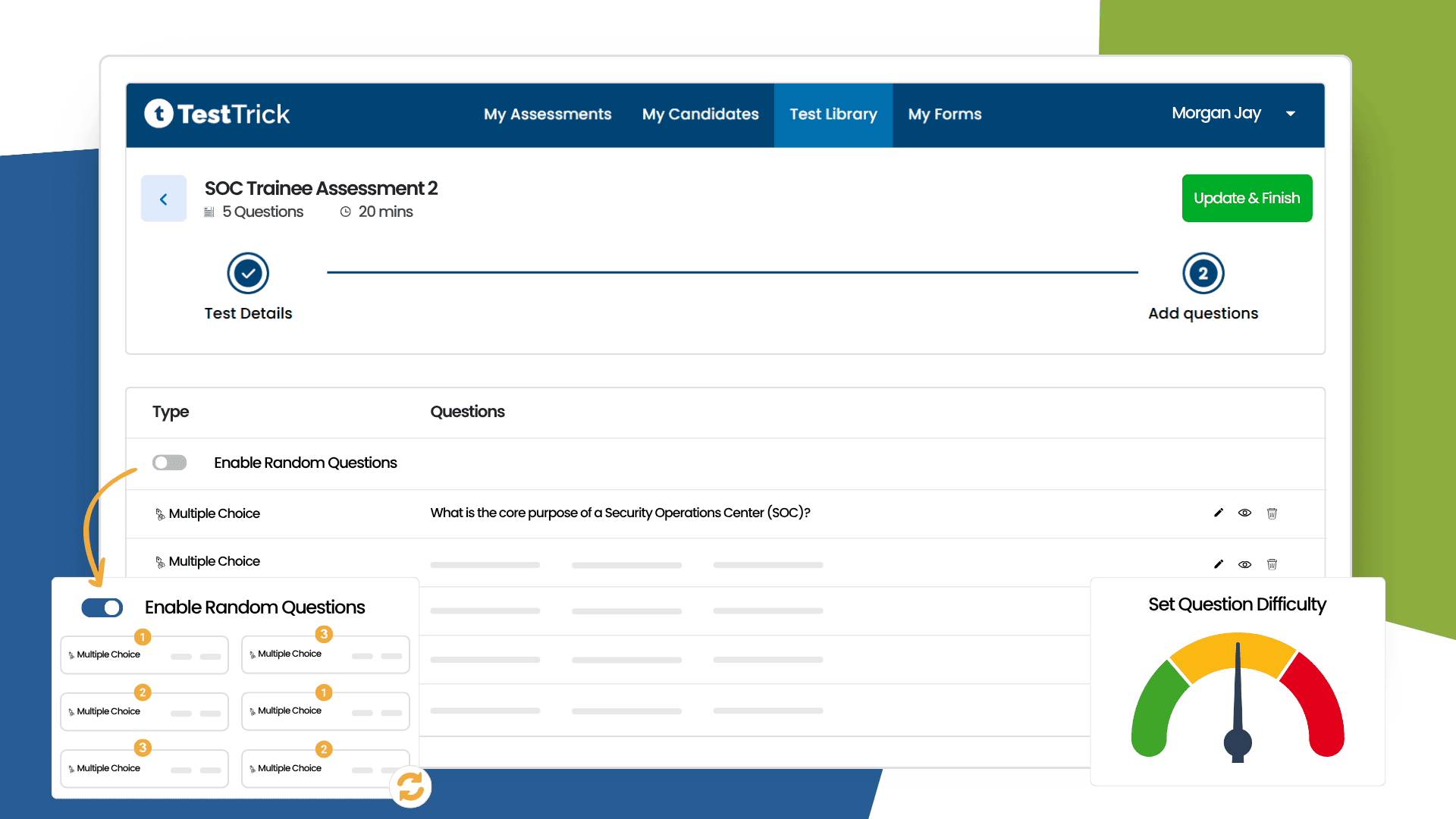 Randomized questions for candidates